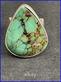 Sterling Silver And Turquoise Navajo Ring Size 7, 44.9 Grams
