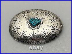 Sterling Silver Belt Buckle Turquois Native American Navajo Marco Begaye