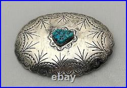 Sterling Silver Belt Buckle Turquois Native American Navajo Marco Begaye