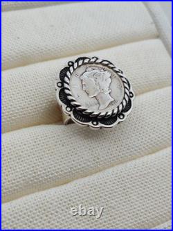 Sterling Silver Carlisle Jewelry Company 1937 Mercury Dime Ring Size 7