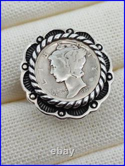 Sterling Silver Carlisle Jewelry Company 1937 Mercury Dime Ring Size 7