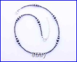 Sterling Silver Dainty Delicate Southwestern Navajo Pearls Beaded Wave Necklace
