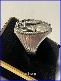 Sterling Silver Eagle Mens Ring Old Pawn Navajo HH Initials 25 Grams! Size 9.25