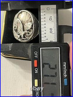 Sterling Silver Eagle Mens Ring Old Pawn Navajo HH Initials 25 Grams! Size 9.25