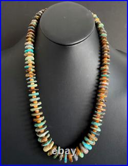 Sterling Silver Graduated Turquoise Spiny Oyster Bead Necklace. 25 inch