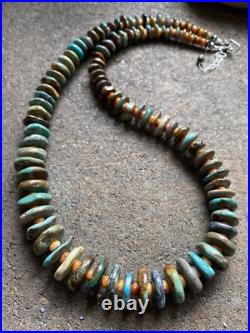 Sterling Silver Graduated Turquoise Spiny Oyster Bead Necklace. 25 inch