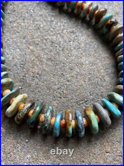 Sterling Silver Graduated Turquoise Spiny Oyster Bead Necklace. 25 inch