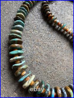 Sterling Silver Graduated Turquoise Spiny Oyster Bead Necklace. 25 inch