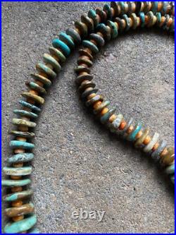 Sterling Silver Graduated Turquoise Spiny Oyster Bead Necklace. 25 inch