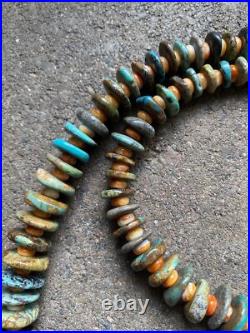 Sterling Silver Graduated Turquoise Spiny Oyster Bead Necklace. 25 inch