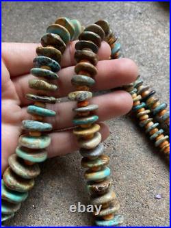 Sterling Silver Graduated Turquoise Spiny Oyster Bead Necklace. 25 inch