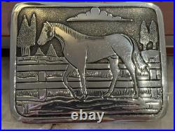 Sterling Silver Horse Buckle by Randy Shorty, Navajo
