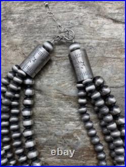Sterling Silver Multistrand Navajo Pearls Bead Necklace 14 Inch