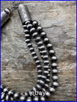 Sterling Silver Multistrand Navajo Pearls Bead Necklace 14 Inch