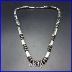 Sterling Silver NAVAJO PEARLS 24 NECKLACE Saucer Beads and Barrel Beads 72.4g