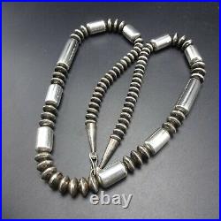 Sterling Silver NAVAJO PEARLS 24 NECKLACE Saucer Beads and Barrel Beads 72.4g