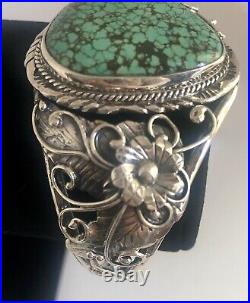 Sterling Silver Native American Turquoise Cuff Bracelet 40.37 Grams Total