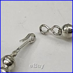Sterling Silver Navajo Handmade Oval Nugget Squash Blossom with Earrings