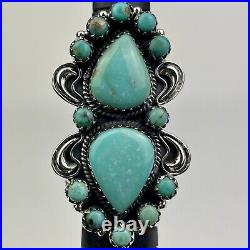 Sterling Silver Navajo Kingman Turquoise Cluster Ring Size 7