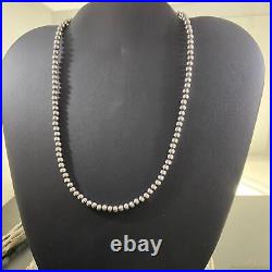 Sterling Silver Navajo Pearl Beads Necklace Length 18 / 4 mm For Women