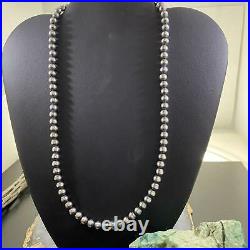 Sterling Silver Navajo Pearl Beads Necklace Length 20 / 6 mm For Women