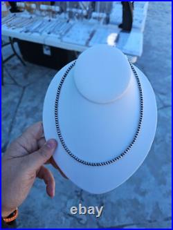 Sterling Silver Navajo Pearl Beads Necklace Length 22 / 4 mm Handstrung