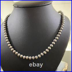 Sterling Silver Navajo Pearl Necklace Length 26 / 6 mm For Women