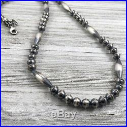 Sterling Silver Navajo Pearls Bench Bead 25 1/2 Long Southwest Style Melon Seam