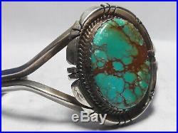 Sterling Silver Navajo Turquoise cuff bracelet marked M Spencer 40.1 grams