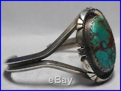 Sterling Silver Navajo Turquoise cuff bracelet marked M Spencer 40.1 grams