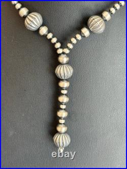 Sterling Silver Necklace 14 inch stamped silver beads