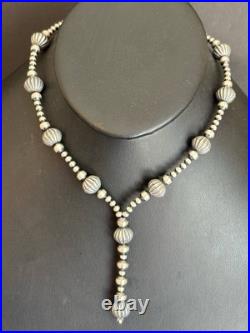 Sterling Silver Necklace 14 inch stamped silver beads