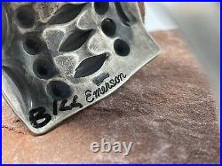 Sterling Silver Repousse And Heavy Stamp 7.5 Inch Cuff By Navajo Emerson Bill