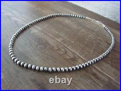 Sterling Silver Round Navajo Pearl Hand Strung 20 Necklace by John