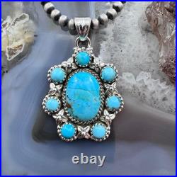 Sterling Silver Southwestern Style Composite American Turquoise Cluster Pendant Sterling Silver Southwestern Style Composite American Turquoise Cluster Pendant