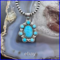 Sterling Silver Southwestern Style Composite American Turquoise Cluster Pendant