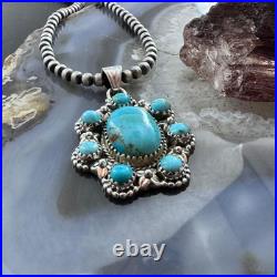 Sterling Silver Southwestern Style Composite American Turquoise Cluster Pendant