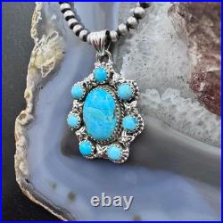 Sterling Silver Southwestern Style Composite American Turquoise Cluster Pendant