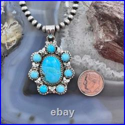 Sterling Silver Southwestern Style Composite American Turquoise Cluster Pendant