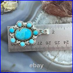 Sterling Silver Southwestern Style Composite American Turquoise Cluster Pendant