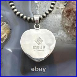 Sterling Silver Southwestern Style Lapis Heart Shape Pendant For Women
