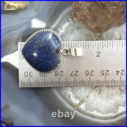 Sterling Silver Southwestern Style Lapis Heart Shape Pendant For Women