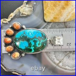 Sterling Silver Southwestern Style Malachite-Azurite & Spiny Pendant For Women