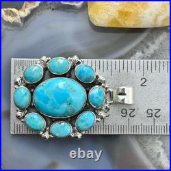 Sterling Silver Southwestern Style Mohave Turquoise Cluster Pendant For Women