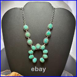 Sterling Silver Southwestern Style Mohave Turquoise Naja Necklace For Women