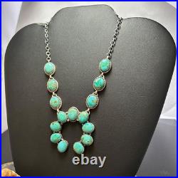 Sterling Silver Southwestern Style Mohave Turquoise Naja Necklace For Women