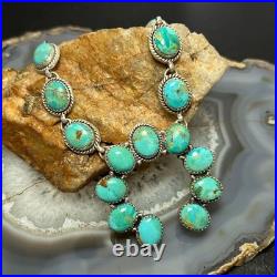 Sterling Silver Southwestern Style Mohave Turquoise Naja Necklace For Women