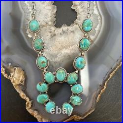 Sterling Silver Southwestern Style Mohave Turquoise Naja Necklace For Women
