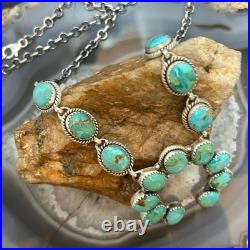 Sterling Silver Southwestern Style Mohave Turquoise Naja Necklace For Women