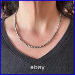 Sterling Silver Southwestern Style Navajo Pearl Beads 4 mm Necklace 16-18